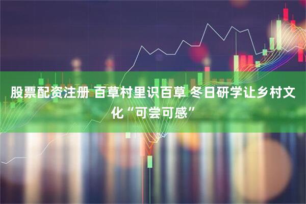 股票配资注册 百草村里识百草 冬日研学让乡村文化“可尝可感”
